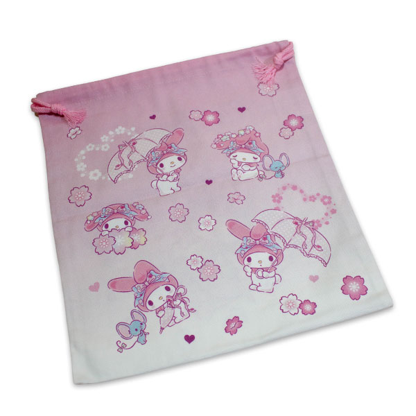 マイメロディ 巾着 L ピンク HMM6-1080 約31cm×35cm 日本製 エプロン
