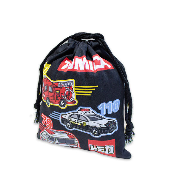 トミカ 巾着 S HTM7-680 黒 約18cm×22cm 日本製 給食袋 きんちゃく 袋