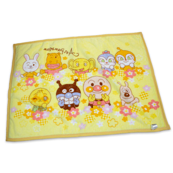 BANDAI 送料無料 アンパンマン フランネル ひざ掛け毛布 イエロー 約