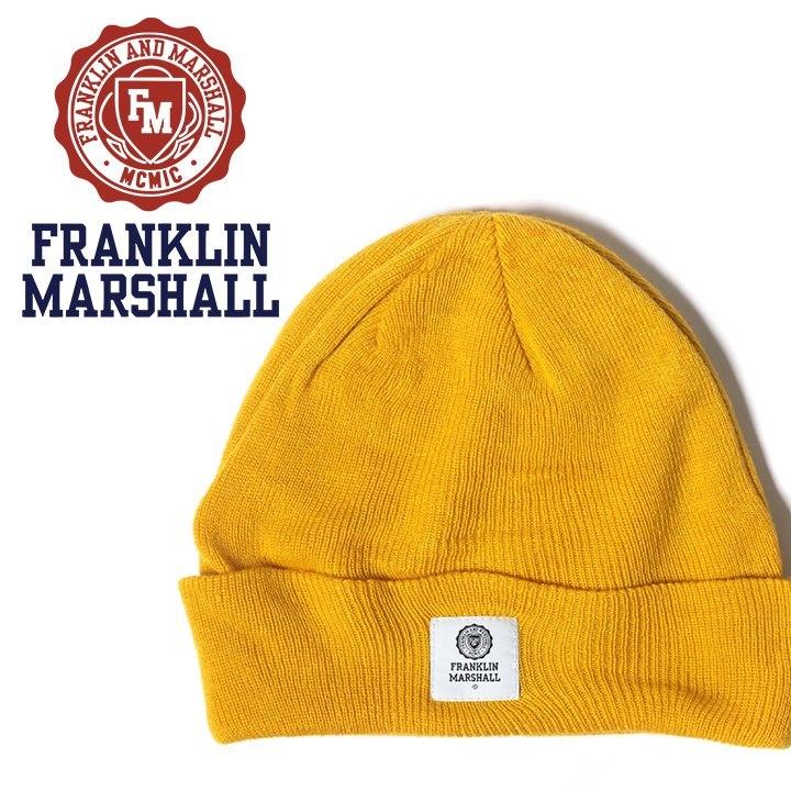 フランクリン＆マーシャル FRANKLIN  MARSHALL ニットキャップ 帽子 メンズ レディース 男女兼用 ワンポイントロゴ シンプル ニット帽  CAPS :fra-m-a-97-802:キイロヤ インポート 通販 