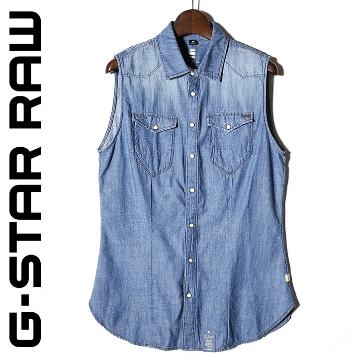 ジースターロウ G-Star RAW ノースリーブデニムシャツ レディース