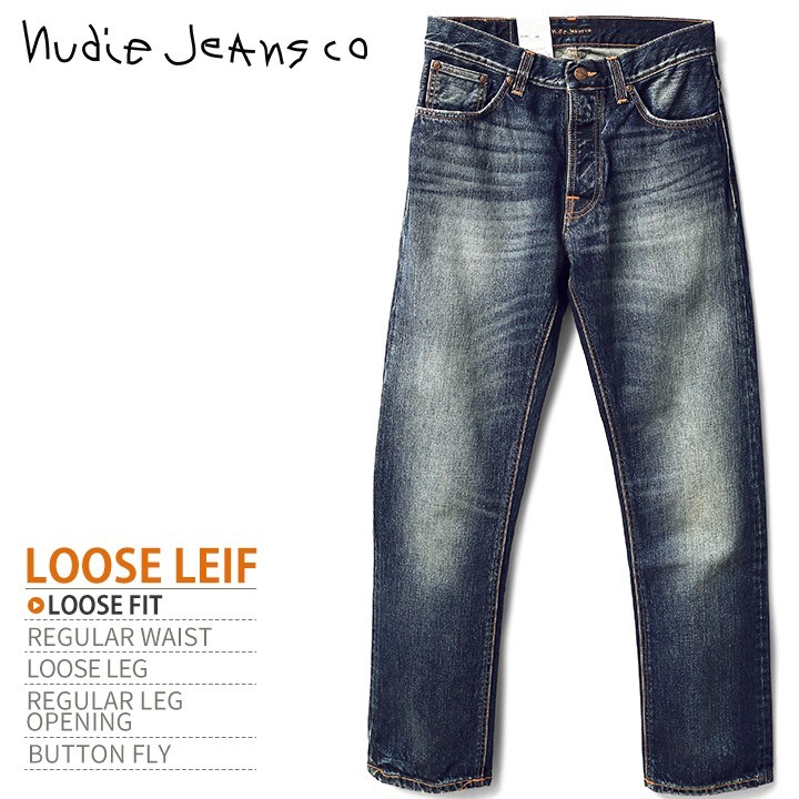 ヌーディージーンズ Nudie Jeans ジーンズ デニム パンツ メンズ ウォッシュ加工 ストレート LOOSE LEIF ルーズリーフ  COMPACT VINTAGE