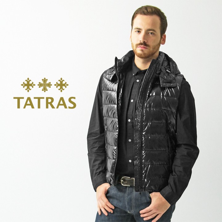 タトラス TATRAS ダウンベスト メンズ フード付き 微光沢 インナー 