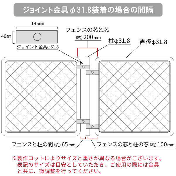 アメリカン フェンス 用 ジョイント金具 ブラック φ31.8-φ31.8 単品 3