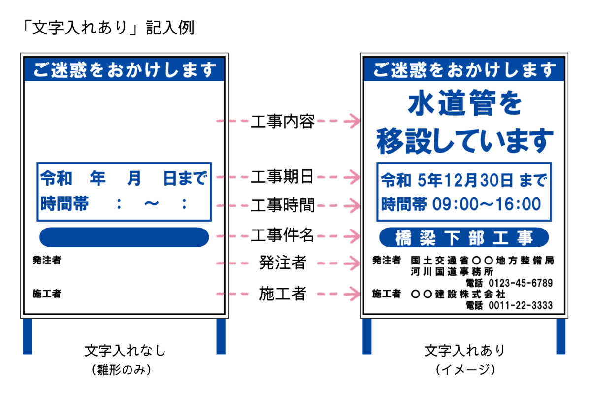 文字入れ 選べる反射タイプ 路上工事看板 工事看板 工事標示板 青 別注看板 / 国交省推奨型 件名看板 1100×1400 別注 自立式鉄枠付き :  10001238 : キートスヤフーショップ - 通販 - Yahoo!ショッピング