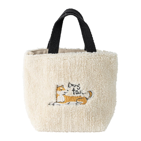 トートバッグ レディース 小さめ ボア 刺繍 アニマル 軽量 犬 散歩