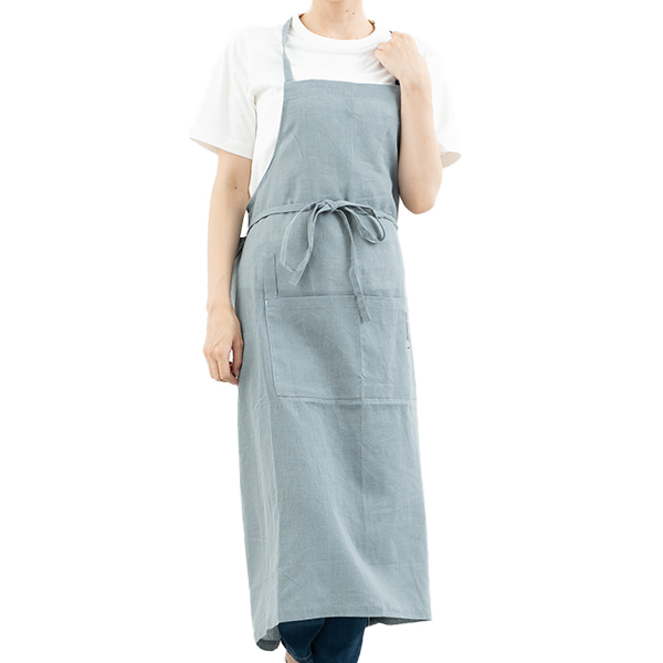 エプロン レディース おしゃれ コットン 麻 リネン 首かけ型 保育士