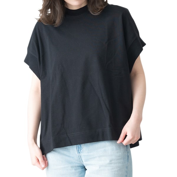サイドポケット布帛切替プルオーバー(大きいサイズ) ／ Tシャツ 無地 ゆったり レディース 春 夏 半袖 クルーネック 15号 LL 3L 大きめサイズ ドロスト tシャツ レディース 半袖 無地 綿100% ヘビーウェイト プル