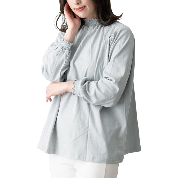カットソー レディース 長袖 ハイネック tシャツ リブ ギャザー カットソー レディース 長袖 ハイネック tシャツ リブ ギャザー
