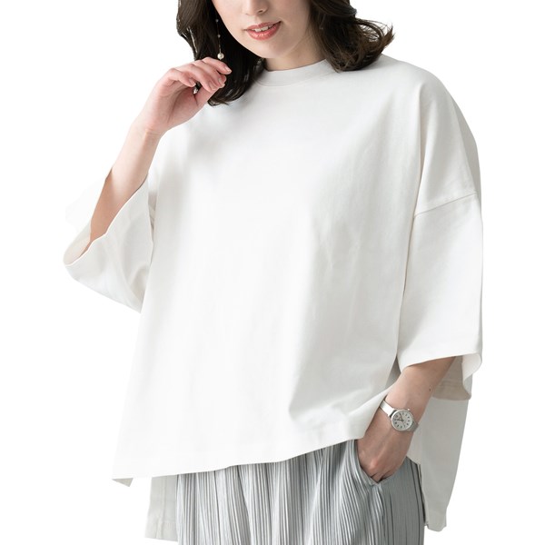カットソー レディース tシャツ 五分袖 七分袖 厚手 綿100