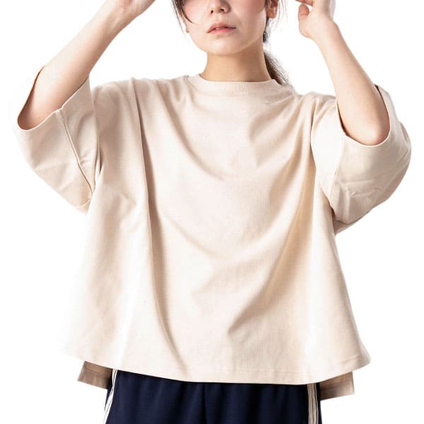 カットソー レディース tシャツ 五分袖 七分袖 厚手 綿100 ネックリブ