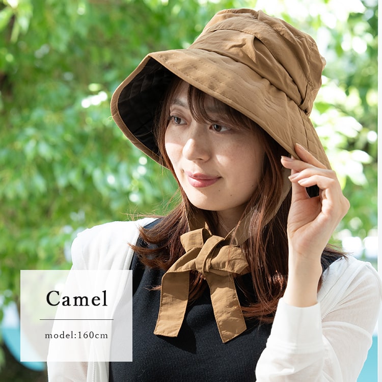 ハット■ブラウン 美品■防蚊　リボン付き2WAY ツバ広め撥水ハット Bella via | Orange Smoky ガーデニングウェア