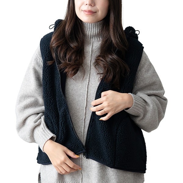 ベスト レディース 秋 冬 前開き ボア フード付き おしゃれ 防寒 厚手