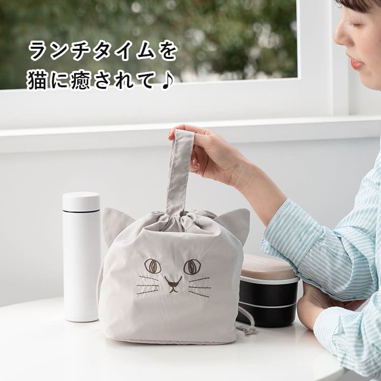 Lollipop♡猫ちゃん　巾着バッグ保温・保冷シート ランチバッグ 保冷 保温 巾着 猫 おしゃれ かわいい にゃふにゃふ