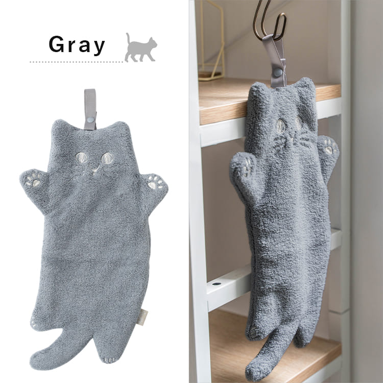 キッチンタオル ふきん 猫 ループ付き 吸水 速乾 かわいい 北欧