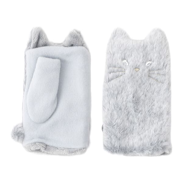 2026秋冬新作‼️ハンドメイド 猫柄 ニット ハンドウォーマー 手袋 レディース エコファー 指なし ネコ かわいい おしゃれ 暖かい