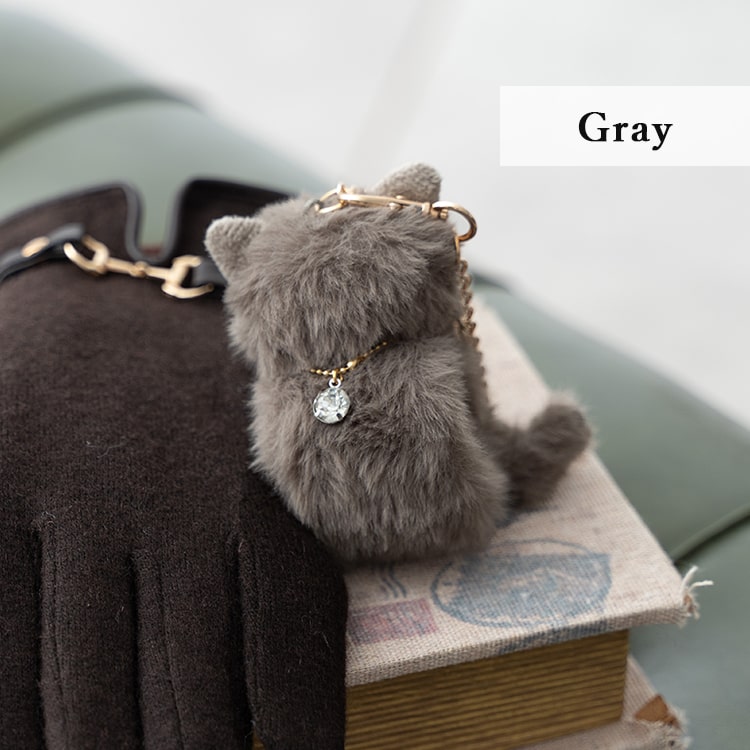 グローブホルダー 手袋ホルダー レディース フェイクファー 猫