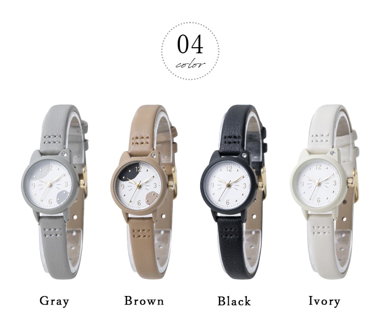 腕時計 レディース 3気圧防水 小ぶりケース ネコ かわいい ブランド 見やすい 20代 30代 40代 日本製ムーブメント 1年間のメーカー保証付｜kiitos-web｜12