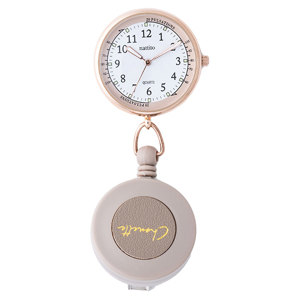 電池長寿命360度回転リール付きナースウォッチ 脈拍メモリ付き 蓄光針