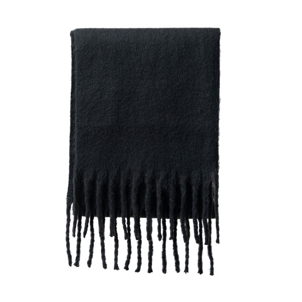 ストール レディース マフラー 太フリンジ 厚手 洗える ウール調 無地
