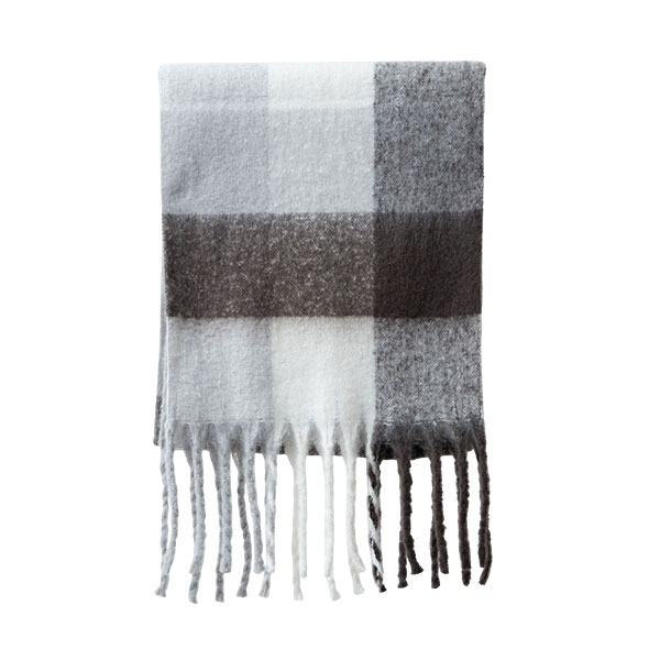 バルキー太フリンジ無地マフラー