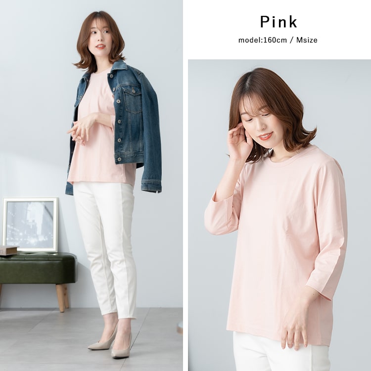 PAGE ONE（ファッション） tシャツ 7分袖 レディース 綿100