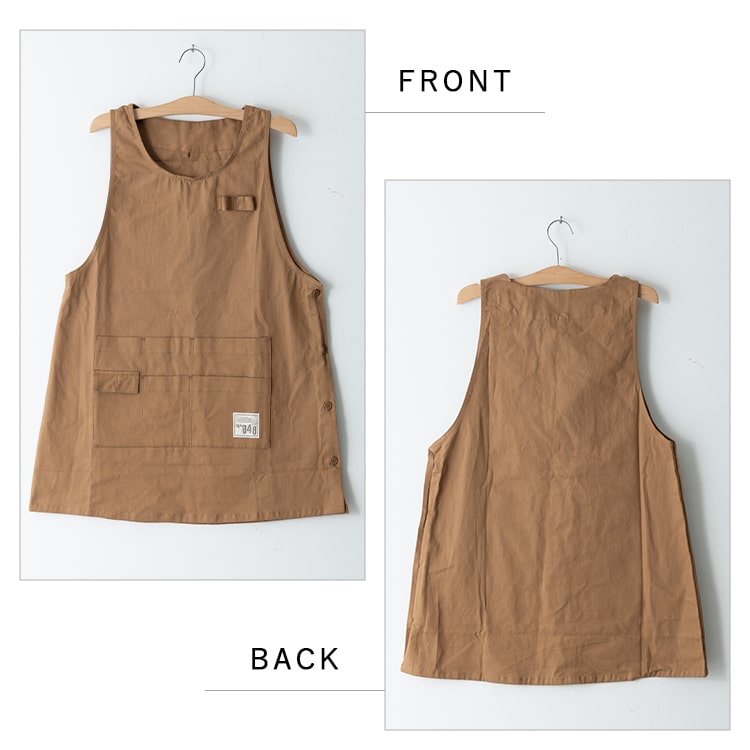 エプロン レディース 6ポケット 保育士 ミニ丈 綿 かぶるだけ