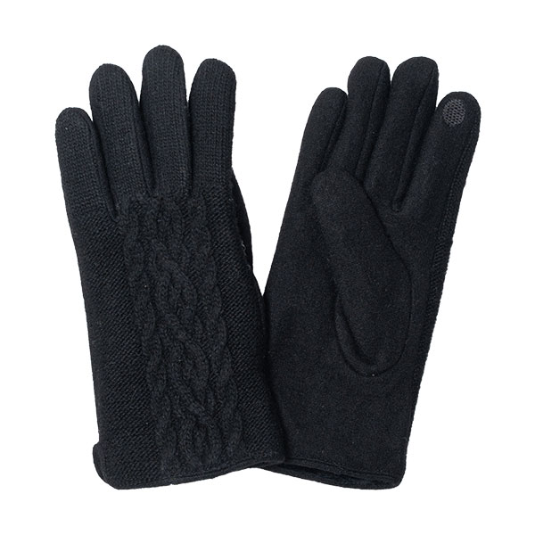 ウール混スマホ対応裏フリースニット手袋