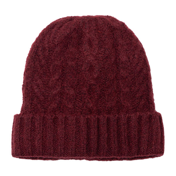 ケーブル編み裏ボアニット帽