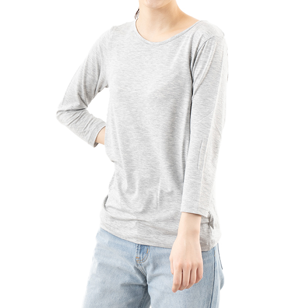 tシャツ カットソー レディース 日本製 7分袖 レーヨン インナー Uネック 重ね着 シンプル 無地 おしゃれ 伸縮性