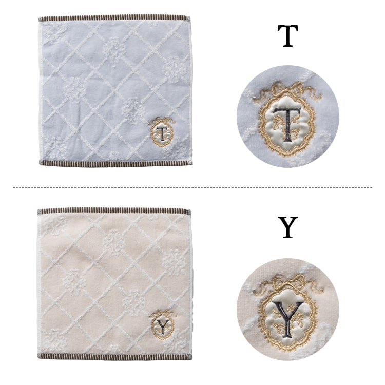 タオルハンカチ イニシャル 刺繍 レディース ギフト 綿100 花 きれいめ
