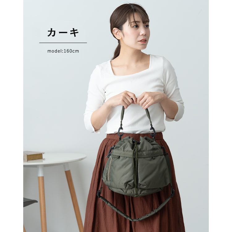 ショルダーバッグ レディース 巾着 斜め掛け おしゃれ ダブルポケット