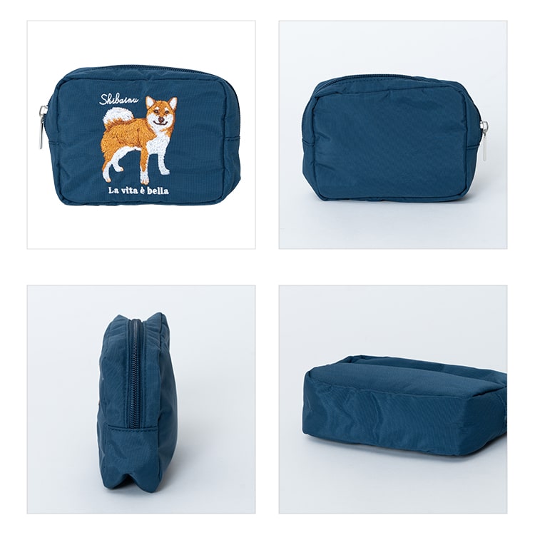 ポーチ 小物入れ 刺繍 動物 おしゃれ 自立 仕切り 大きめ 化粧ポーチ