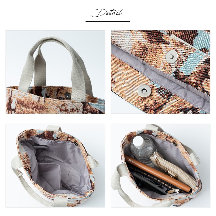 トートバッグ レディース 小さめ おしゃれ 大人 ジャガード ランチ