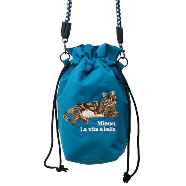 ショルダーバッグ レディース 小さめ 動物 刺繍 巾着 斜め掛け