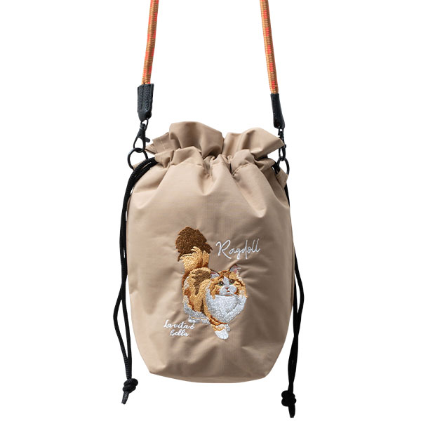 ショルダーバッグ レディース 小さめ 動物 刺繍 巾着 斜め掛け