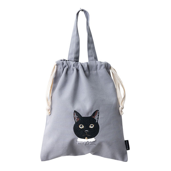 トートバッグ レディース 巾着 a4 大容量 刺繍 動物 犬 猫 ドロスト 縦