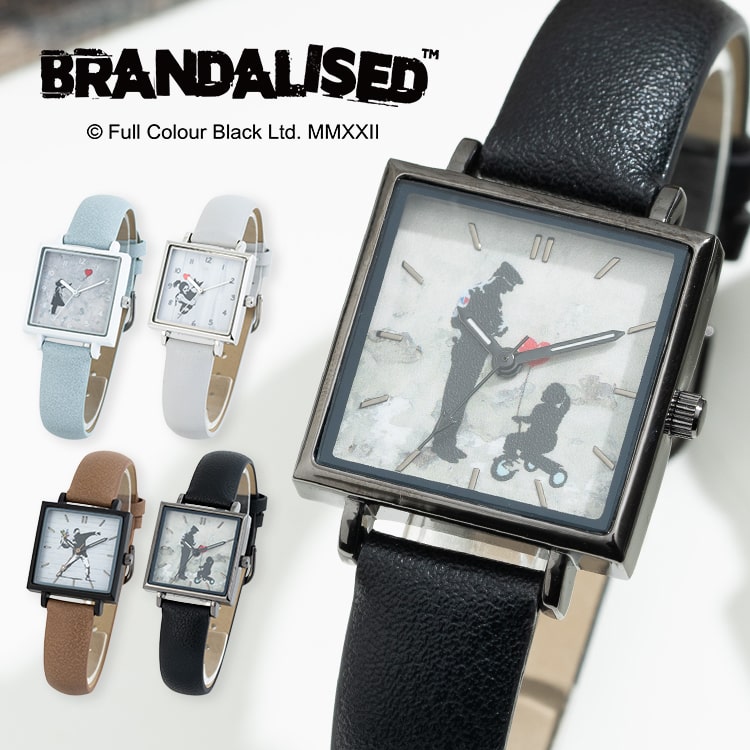 腕時計 BRANDALISED レディース メンズ バンクシー ブランド 見やすい スクエア おしゃれ 日本製ムーブメント ギフト 1年間のメーカー保証付き メール便送料無料
