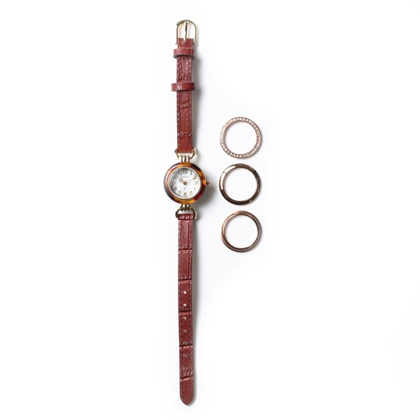腕時計 レディース メタル 本革 ベルト かわいい おしゃれ 4way チェンジリング 大人 女性 上品 プレゼント ギフト 1年間のメーカー保証