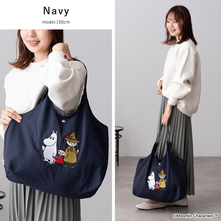 新品　トートバッグ　ムーミン　ブランド　撥水　レディース　収納　ナイロン　L MOOMIN トートバッグ レディース ムーミン ブランド刺繍