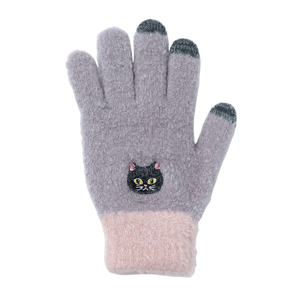 手袋 レディース 五本指 スマホ対応 ニット 防寒 ふわふわ もこもこ