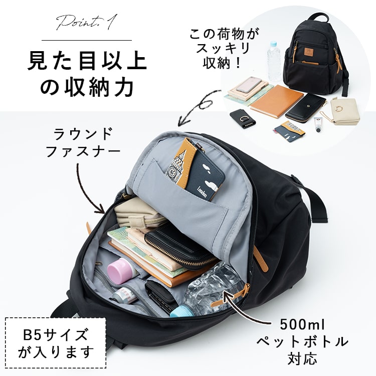 リュック レディース ブランド kippis 小さめ おしゃれ 通勤 通学 大人撥水 軽量 北欧 b5 収納 背面ポケット 自立 関連画像3