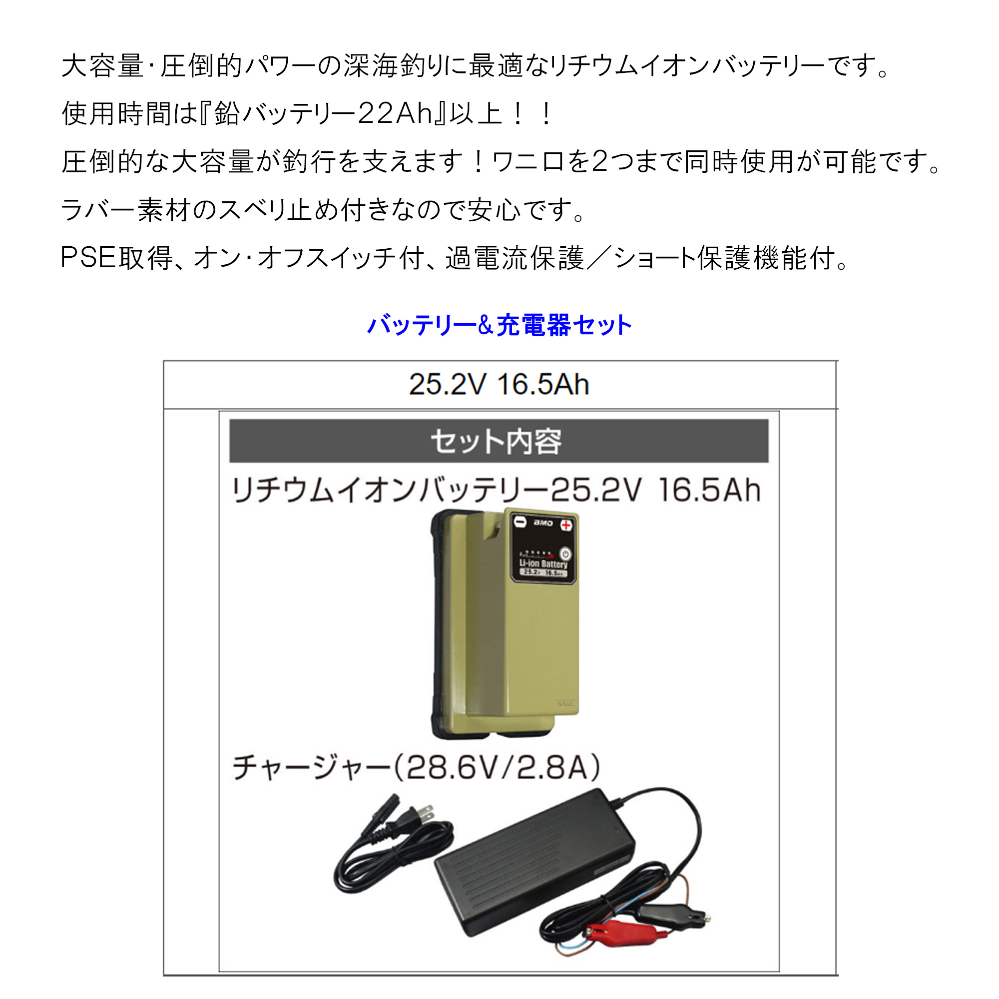 特売 BMO JAPAN リチウムイオン バッテリー25.2V 16.5Ahチャージャー