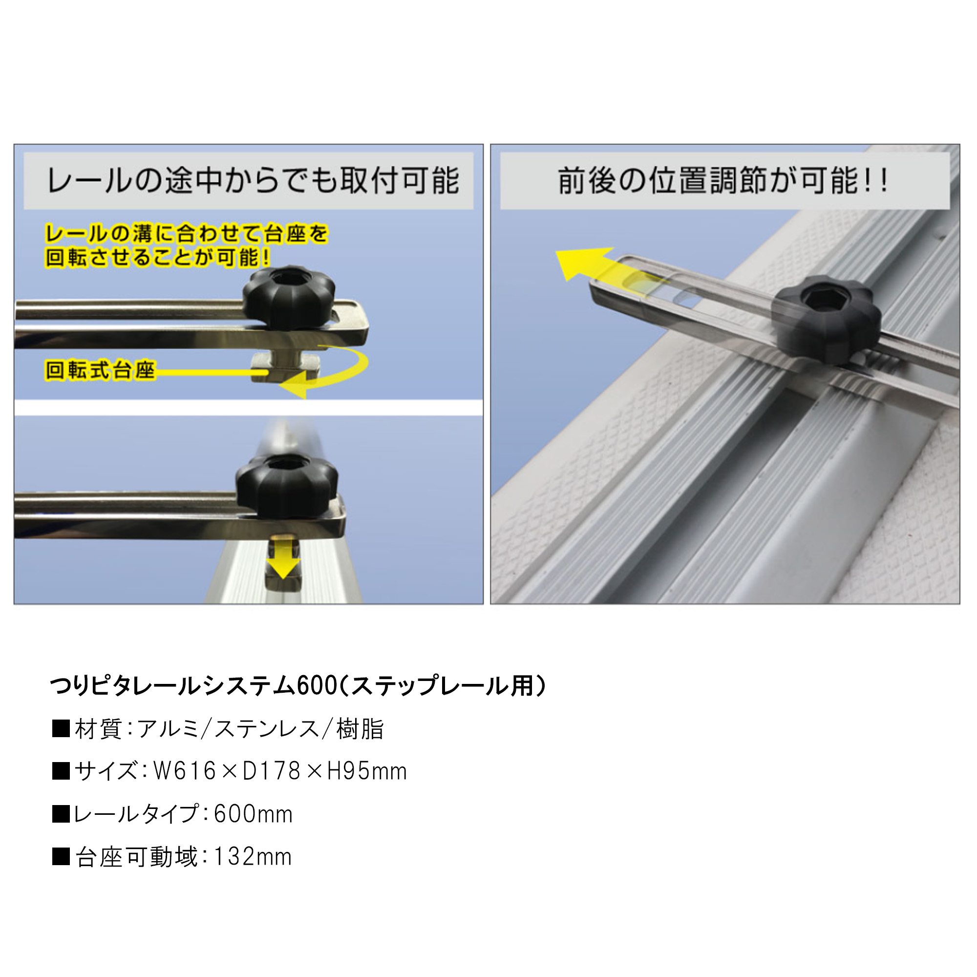 □BMO つりピタレールシステム600（ステップレール用）レッド・ブルー