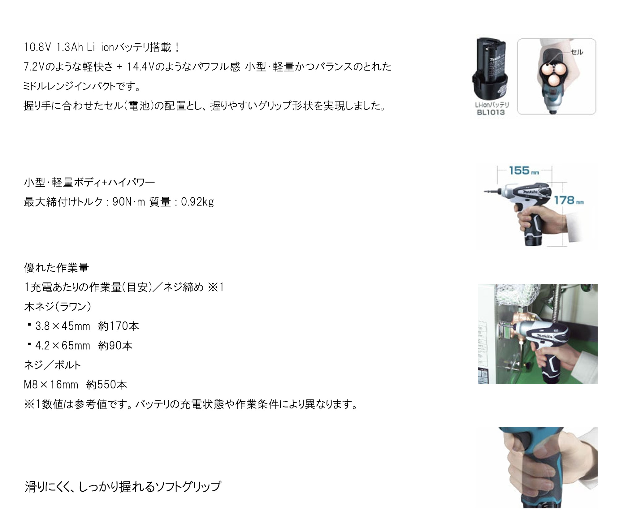□充電式インパクトドライバ TD090DWXW 10.8V 1.3Ah バッテリ 充電器 □充電式インパクトドライバ TD090DWXW 10.8V 1.3Ah バッテリ 充電器