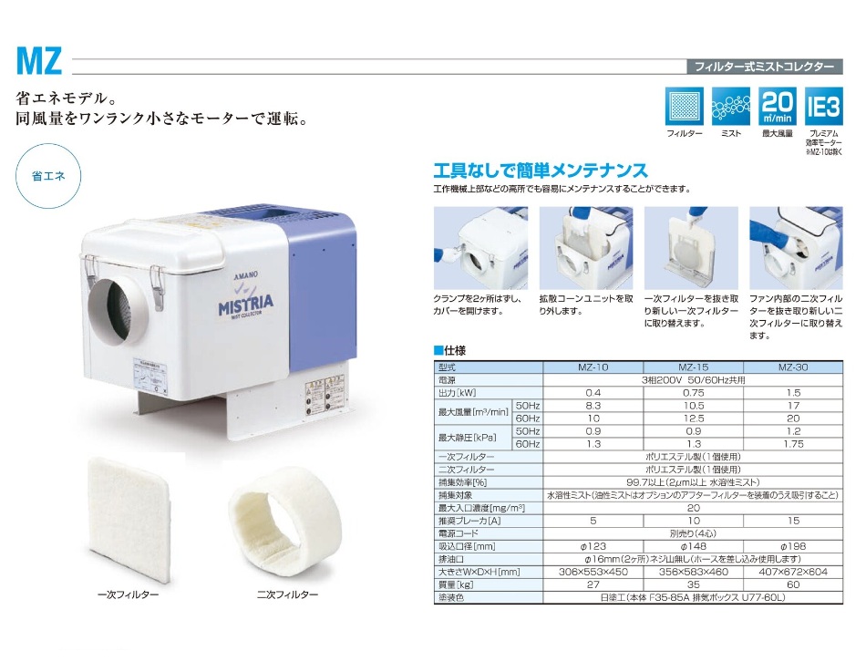 【ポイント15倍】【直送品】 アマノ (AMANO) フィルター式ミストコレクター MZ-30 (4077801) 【大型】_1