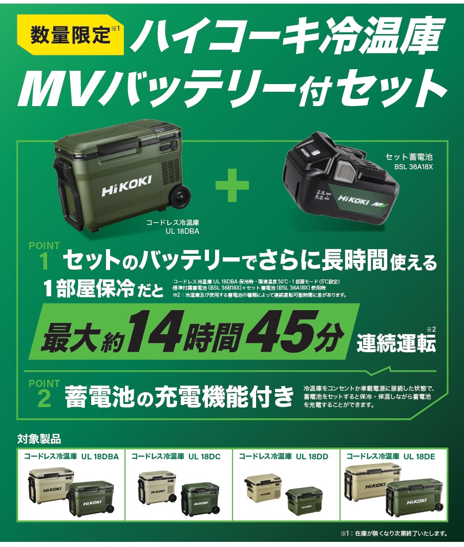 【ポイント15倍】【期間限定特価】 HiKOKI コードレス冷温庫 10.5L UL18DD (XMGZ) フォレストグリーン_1