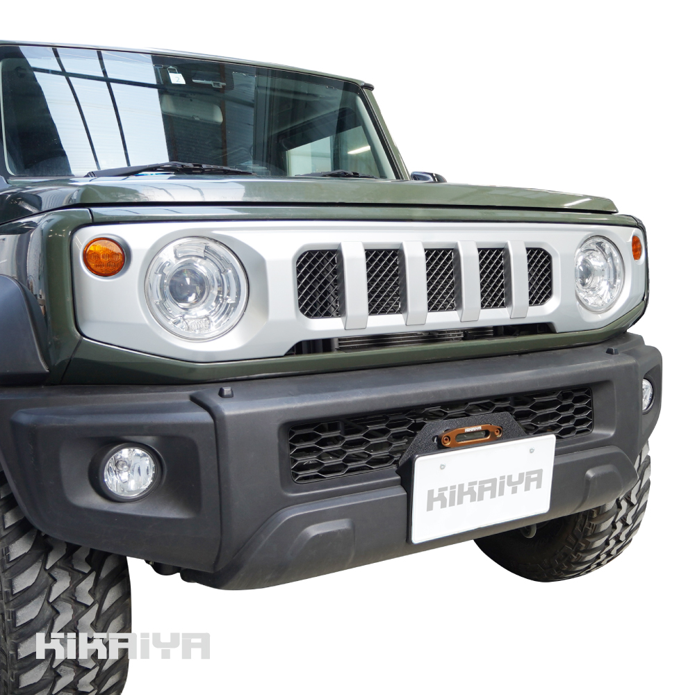 memi39　ジムニー　フロントグリル　マットシルバー　ステー仕様 ジムニー JAOS フロントグリル マットブラック塗装済 スズキ JB64W