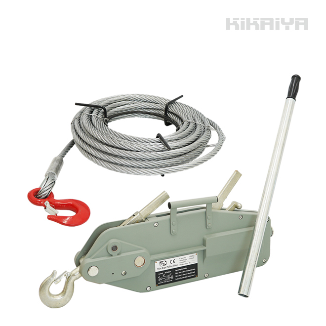 KIKAIYA（キカイヤ） ハンドウインチ 3200kg ワイヤーロープ20m付 手動 