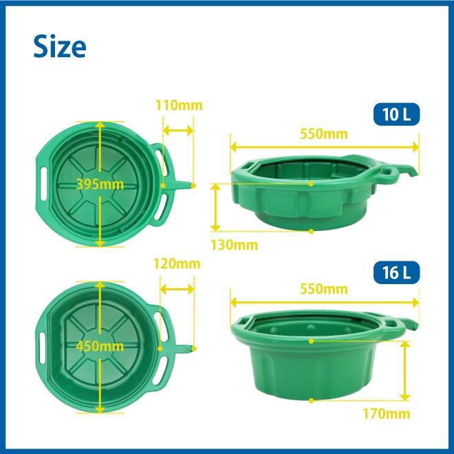 廃油受け 大小 ２個セット オイルドレンパン オイルパン オイル受け オイル交換 クーラント交換 プラスチック製 KIKAIYA